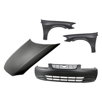 Replacement - 4-Piece (Front Bumper Cover, Front Driver and Passenger Side Fender, Hood Panel) (Standard Line)