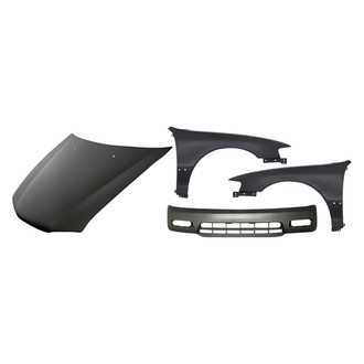 Replacement - 4-Piece (Front Bumper Cover, Front Driver and Passenger Side Fender, Hood Panel) (Standard Line)