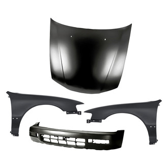 Replacement - 4-Piece (Front Bumper Cover, Front Driver and Passenger Side Fender, Hood Panel) (Standard Line)
