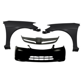 Replacement - 4-Piece (Front Bumper Cover, Front Driver and Passenger Side Fender, Grille Bar) (Standard Line)