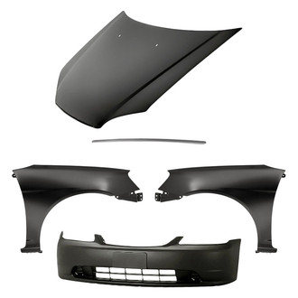 Replacement - 5-Piece (Front Bumper Cover, Front Driver and Passenger Side Fender, Hood Panel, Hood Molding) (Standard Line)