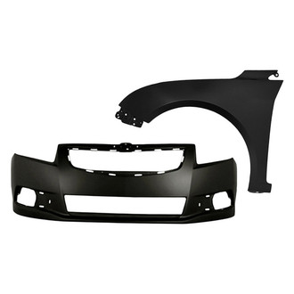 Replacement - 2-Piece (Front Bumper Cover, Front Driver Side Fender) (Standard Line)
