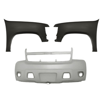 Replacement - 3-Piece (Front Bumper Cover, Front Driver and Passenger Side Fender) (CAPA Certified)