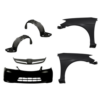 Replacement - 6-Piece (Front Bumper Cover, Front Driver and Passenger Side Fender, Grille Bar, Front Driver and Passenger Side Fender Liner) (Standard Line)