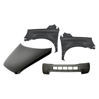 Replacement - 4-Piece (Front Bumper Cover, Front Driver and Passenger Side Fender, Hood Panel) (Standard Line)