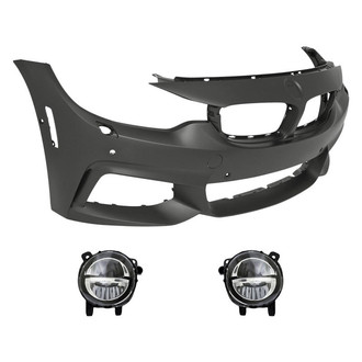 Replacement - 3-Piece (Front Bumper Cover, Driver and Passenger Side Fog Light) (Standard Line)