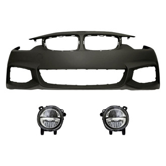 Replacement - 3-Piece (Front Bumper Cover, Driver and Passenger Side Fog Light) (Standard Line)