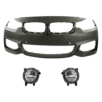 Replacement - 3-Piece (Front Bumper Cover, Driver and Passenger Side Fog Light) (Standard Line)