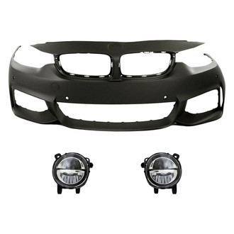 Replacement - 3-Piece (Front Bumper Cover, Driver and Passenger Side Fog Light) (Standard Line)
