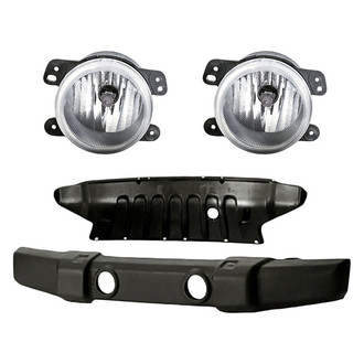 Replacement - 4-Piece (Front Bumper Cover, Front Lower Bumper Valance, Driver and Passenger Side Fog Light) (Standard Line)