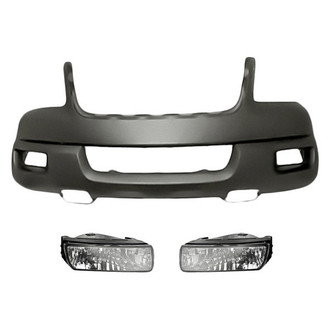 Replacement - 3-Piece (Front Upper Bumper Cover, Driver and Passenger Side Fog Light) (Standard Line)