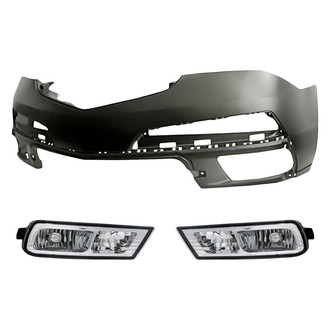 Replacement - 3-Piece (Front Bumper Cover, Driver and Passenger Side Fog Light Lens and Housing) (CAPA Certified)