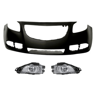 Replacement - 3-Piece (Front Bumper Cover, Driver and Passenger Side Fog Light) (Standard Line)