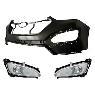 Replacement - 3-Piece (Front Upper Bumper Cover, Driver and Passenger Side Fog Light) (Standard Line)