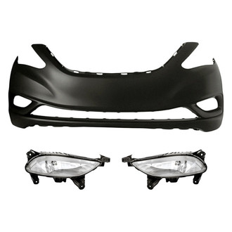 Replacement - 3-Piece (Front Bumper Cover, Driver and Passenger Side Fog Light) (Standard Line)