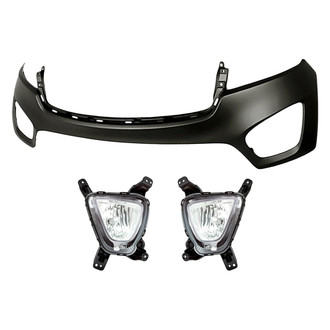 Replacement - 3-Piece (Front Upper Bumper Cover, Driver and Passenger Side Fog Light) (Standard Line)