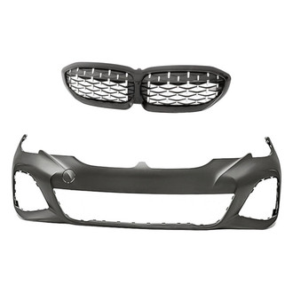 Replacement - 2-Piece (Front Bumper Cover, Grille) (Standard Line)