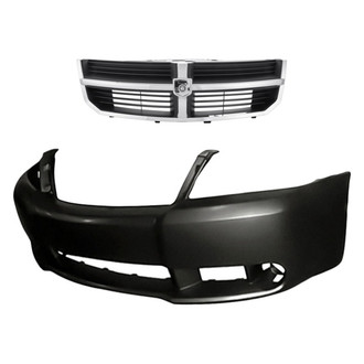 Replacement - 2-Piece (Front Bumper Cover, Grille)