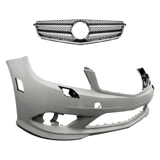 Replacement - 2-Piece (Front Bumper Cover, Grille)