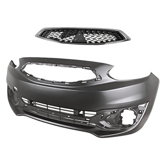 Replacement - 2-Piece (Front Bumper Cover, Grille)