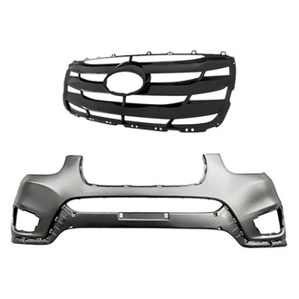 Replacement - 2-Piece (Front Bumper Cover, Grille)