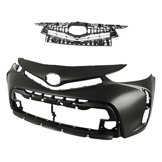 Replacement - 2-Piece (Front Bumper Cover, Grille)