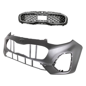 Replacement - 2-Piece (Front Bumper Cover, Grille) (Standard Line)