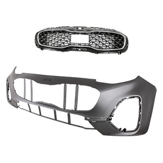 Replacement - 2-Piece (Front Bumper Cover, Grille) (Standard Line)