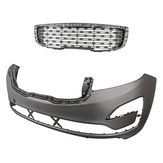 Replacement - 2-Piece (Front Bumper Cover, Grille) (Standard Line)