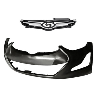 Replacement - 2-Piece (Front Bumper Cover, Grille)