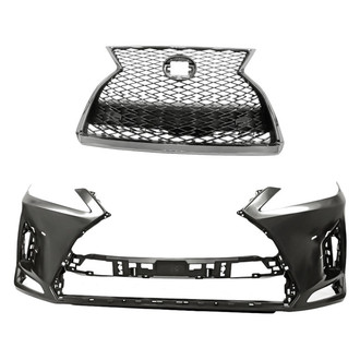 Replacement - 2-Piece (Front Bumper Cover, Grille)