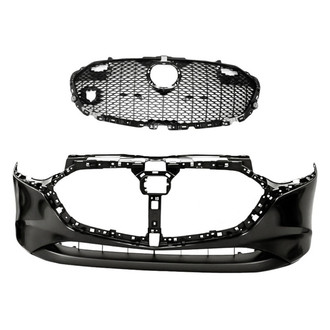 Replacement - 2-Piece (Front Bumper Cover, Grille)