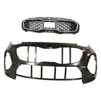 Replacement - 2-Piece (Front Bumper Cover, Grille) (CAPA Certified)