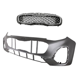Replacement - 2-Piece (Front Bumper Cover, Grille) (CAPA Certified)