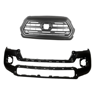 Replacement - 2-Piece (Front Bumper Cover, Grille)