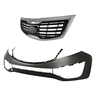Replacement - 2-Piece (Front Bumper Cover, Grille) (Standard Line)