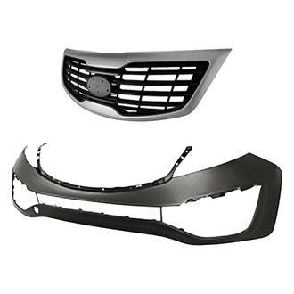 Replacement - 2-Piece (Front Bumper Cover, Grille) (Standard Line)