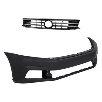 Replacement - 2-Piece (Front Bumper Cover, Grille)