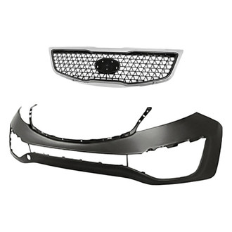 Replacement - 2-Piece (Front Bumper Cover, Grille)