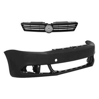 Replacement - 2-Piece (Front Bumper Cover, Grille)