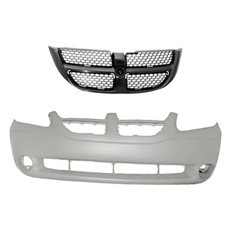 Replacement - 2-Piece (Front Bumper Cover, Grille)