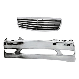 Replacement - 2-Piece (Front Bumper Cover, Grille)