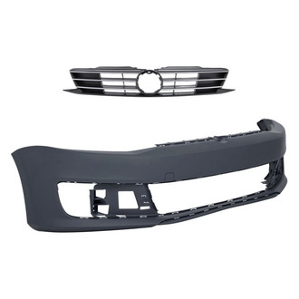 Replacement - 2-Piece (Front Bumper Cover, Grille)