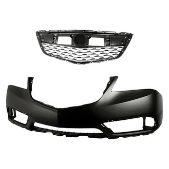 Replacement - 2-Piece (Front Bumper Cover, Grille)