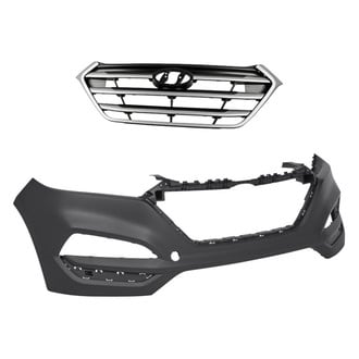 Replacement - 2-Piece (Front Bumper Cover, Grille)