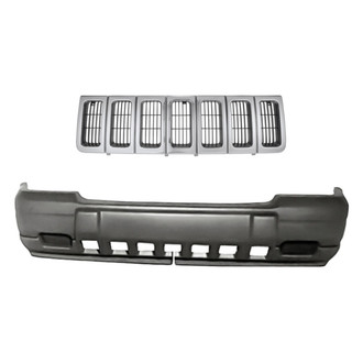 Replacement - 2-Piece (Front Bumper Cover, Grille)
