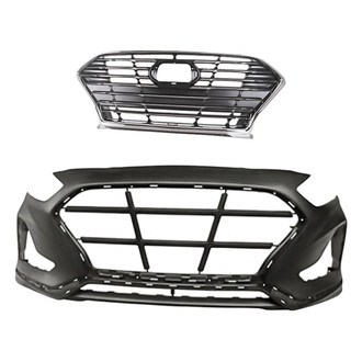 Replacement - 2-Piece (Front Bumper Cover, Grille) (Standard Line)