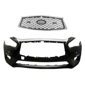 Replacement - 2-Piece (Front Bumper Cover, Grille)