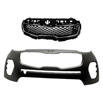 Replacement - 2-Piece (Front Bumper Cover, Grille)