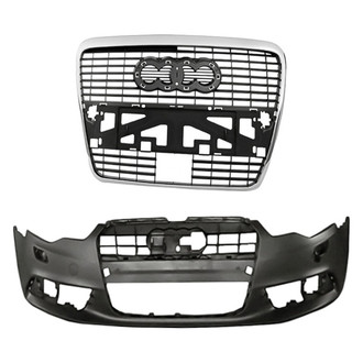 Replacement - 2-Piece (Front Bumper Cover, Grille) (Standard Line)